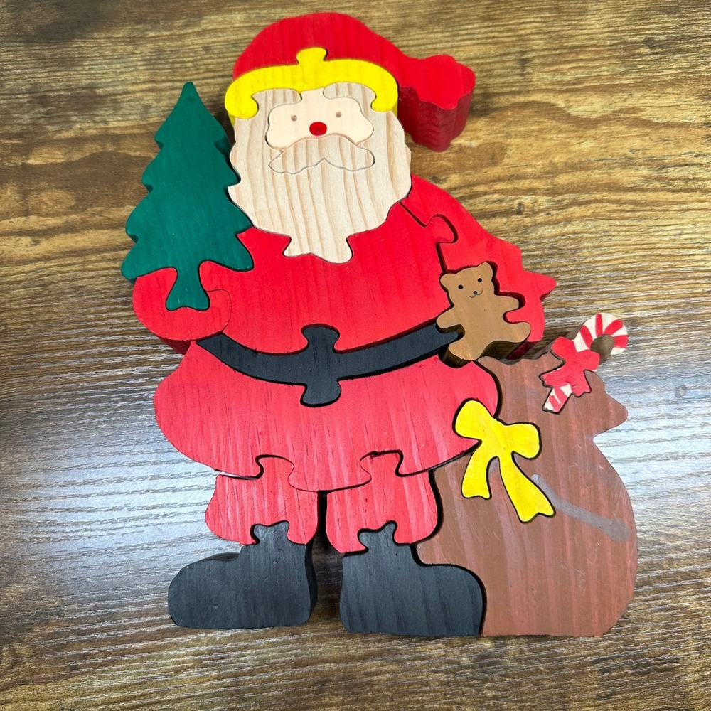 Dept 56 Vintage Wooden Santa Claus Chunky Puzzle‎ Christmas Decor Taiwan